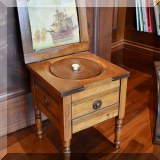 F25. Small antique commode. 17”h x 14”w x 14”d 